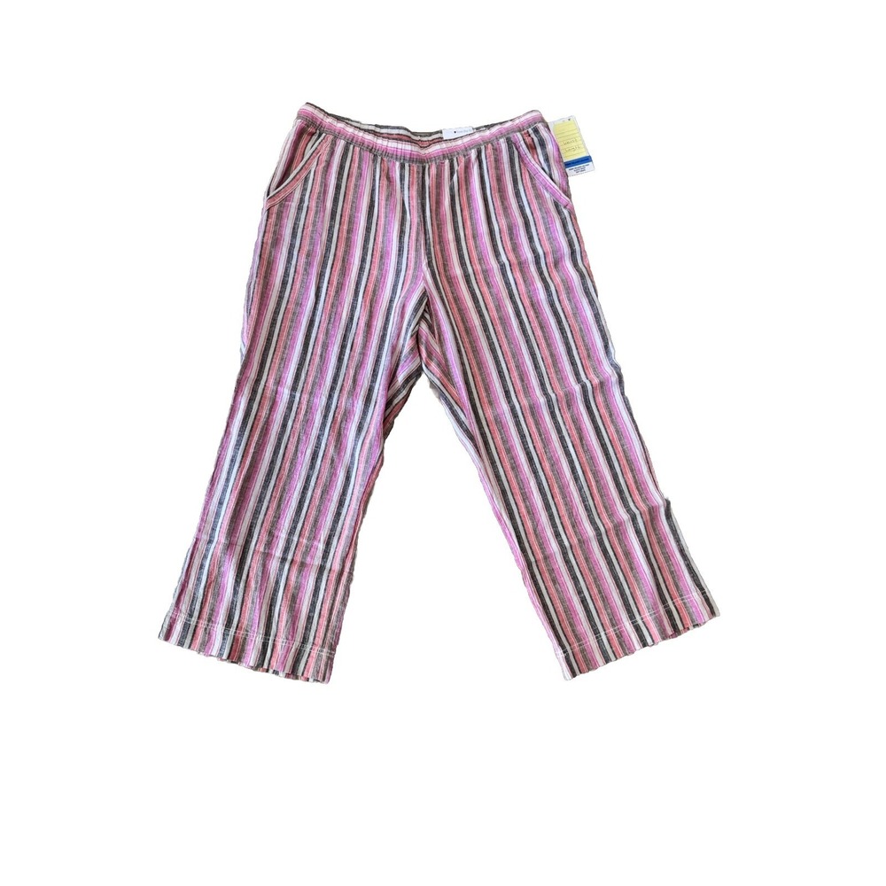 Intro Love The Fit Linen Blend Stripe Crop Capri Pants 16